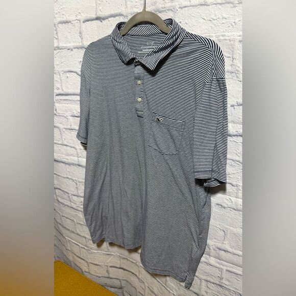 Vineyard Vines Blue and White Edgartown Polo Shirt Classic Knit, Size Large #310 - Picture 3 of 5